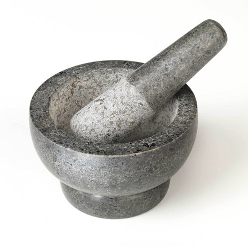 Granite Mortar and Pestle Set - Large 2 Cup Stone Grinder Guacamole Bowl  and 6 Inch Pestle - Perfect for Crushing and Grinding Herbs and Spices to