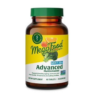 MegaFood Men's 55+ Advanced Multivitamin w/ Choline, Vitamin D & Vitamin B12 - Brain Health & Immune Support Supplement for Adults, 60 Tabs. - 1 of 4