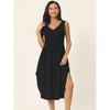 INSPIRE CHIC Women's Summer Sleeveless V Neck Casual Midi Beach Sundresses with Pockets - 2 of 4