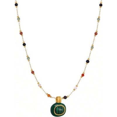 multicolour necklace + green pendant