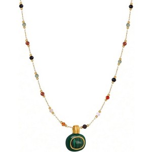 Clotth Women's Pendant Necklace Beaded Natural Stones with Pendant -18K Gold-Plated Non-tarnish Necklace 18" + 2” - 1 of 4