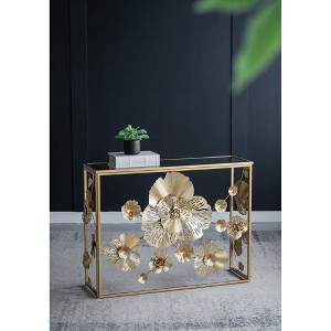 Gold Console Table with Mirrored Glass Top, Modern Entryway Table for Living Room & Foyer - 1 of 4