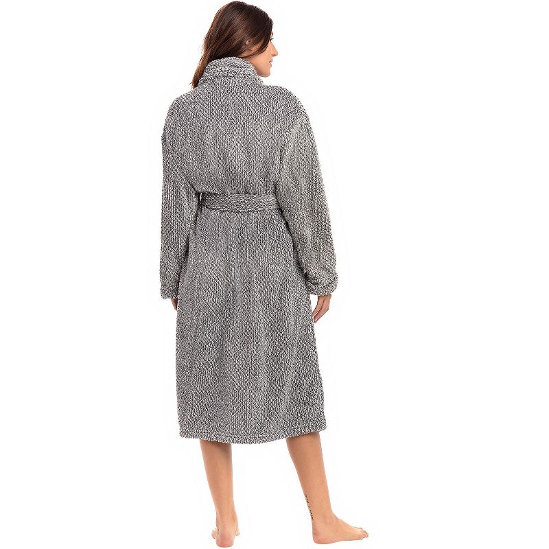 Women's Fuzzy Plush Fleece Robe, Warm Soft Bathrobe for Her, 3 of 7