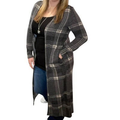 Women's Plaid Duster - honeyme