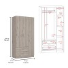 NicBex 70.80"H Armoire Wardrobe Closet Storage Cabinet with 3 Doors & 2 Drawers for Bedroom - 3 of 4