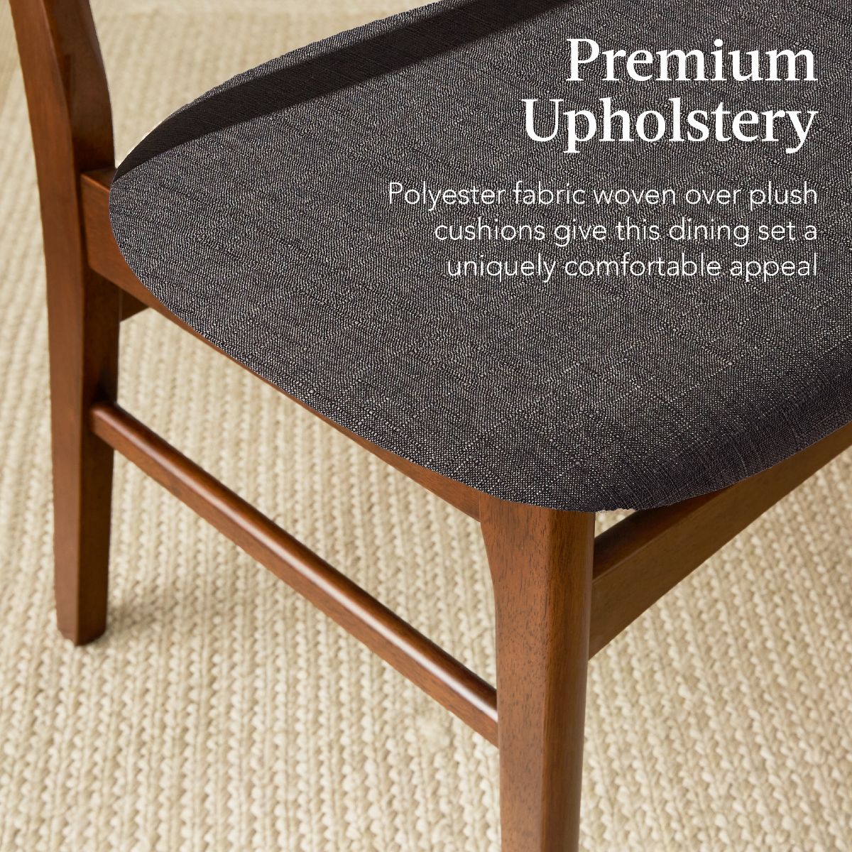 Best Choice Products 7-Piece Mid-Century Modern Upholstered Dining Set, Wooden Table w/ 6 Chairs - Walnut/Gray - thumbnail 5