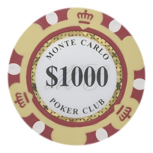Slickblue 25-Pack Monte Carlo 14g Poker Chips, Clay Composite, Holo Inlay, Casino Style Set, Multi-Color, $1-$10,000 - 1 of 3