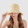 Anna-Kaci Women's Woven Bucket Hat with Soft Frayed Brim and Lightweight Straw Texture - 2 of 4