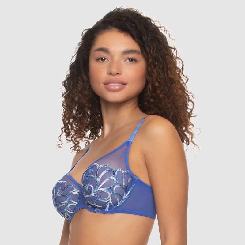 Paramour Women's Lotus Unlined Embroidered Bra - Dazzling Blue, 2 of 3