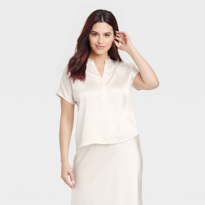 Women's Short Sleeve V-Neck Blouse - A New Day™