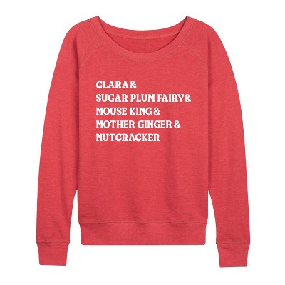 Women's - Instant Message - Nutcracker Characters Lightweight French Terry Wide Neck Long Sleeve Graphic Shirt