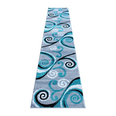 Emma and Oliver Scraped Look Ultra Soft Plush Pile Olefin Accent Rug in Swirl Pattern, Jute Backing
