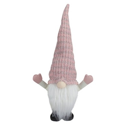 Northlight 19" Pink and White Rattan Christmas Gnome with Warm White LED Lights