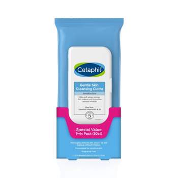 Cetaphil Gentle Skin Cleansing Face Wipes Cloths - Unscented - 2pk/50ct