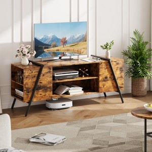 TV Stand for 60 55 50 45 Inch TV, Mid Century Modern Entertainment Center with Adjustable Open Shelves & Metal Legs, Industrial Media Console Table - 1 of 4
