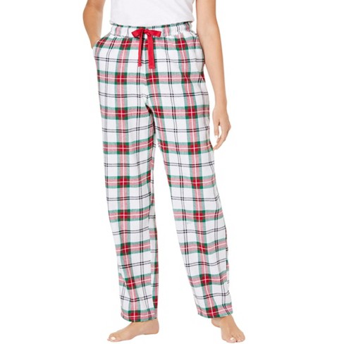 Dreams & Co. Women's Plus Size Cotton Flannel Pants, 26/28 - White