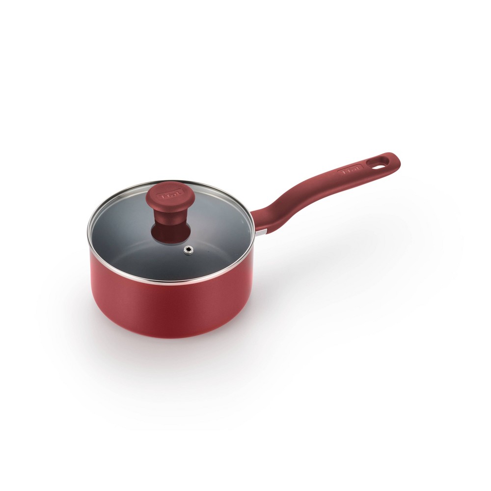 T-fal Simply Cook Nonstick Dishwasher Safe Cookware, 3qt Saucepan with Lid, Red