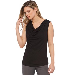 Rekucci Women's Super Soft Knit Cowl Neck Sleeveless Top – Versatile Casual to Dressy Style - 1 of 3
