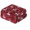 Kate Aurora Holiday Living Ultra Soft & Cozy Hypoallergenic Christmas Red Reindeer Plush Throw Blanket Cover - 2 of 3