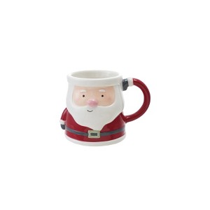 Storied Home 12-Ounce Hand-Painted Ceramic Santa Shaped Mug, Multicolor - 1 of 2
