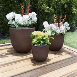 Nature Spring Clay Planter Set - Antique Brown, 3 Pieces - 1 of 4