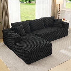 108" Cloud Sectional Couch with L-Shape Chaise, Modern Modular Sofa, No Assembly Require, Plush Corduroy, for Living Room, Bedroom - 1 of 4