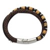Chisel Stainless Steel Onyx and Picture Jasper Beaded Black and Brown Leather Multi Strand 8" Plus .5" Ext. Bracelet - 3 of 4