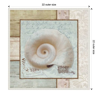 Nautical Seashell Beaded Framed Canvas Wall Art