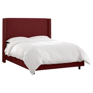 Skyline Nail Button Wingback Bed - California King - Skyline Furniture , Red