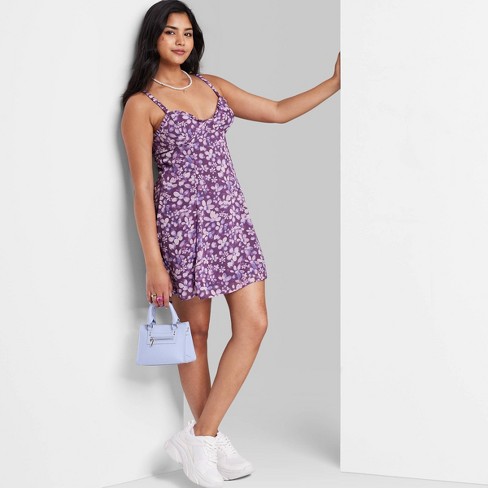 Women's Chiffon Slip Dress - Wild Fable™ Purple Floral S : Target