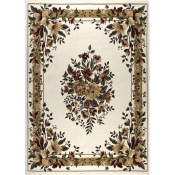 Home Dynamix Optimum Caspian French Country Floral Area Rug, Ivory/Green, 3'7"x5'2"