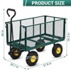 Heavy Duty Steel Garden Cart, Pullable Metal Garden Wagon with 10" Wheels, 180° Rotating Handle and Removable Sides for Outdoor, Farm, Yard - 2 of 4