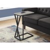 FONTOI C-shaped Side Table, Bedside Table Features Metal Frame with Asymmetrical Triangle Detail for Living Room, Bedroom, Grey, 18.5"*25.25"*10.25" - 2 of 4