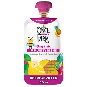 Once Upon a Farm Organic Pineapple, Banana & Dragon Fruit Immunity Blend Kids' Snack - 3.2oz - 1 of 4