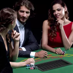 Soozier 72" Folded 7 Player Poker Blackjack Table with Chip&Cup Holder - Green Felt