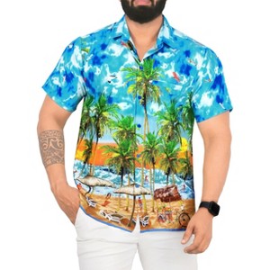 LA LEELA Mens Hawaiian Shirts Short Sleeve Button Down Shirt Men's Tropical Shirts Casual Holiday Summer Party Shirts for Men Funny - 1 of 4