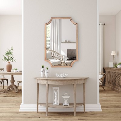 Natural Wood Scalloped Rectangular Wall Mirror