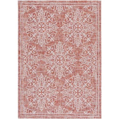 Courtyard Cy8961 Power Loomed Indoor/outdoor Area Rug - Red/ivory - 5'5 ...