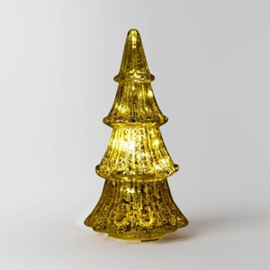 12" Christmas Mercury Glass Tiered Tree Decor Gold - Wondershop™ - 1 of 4