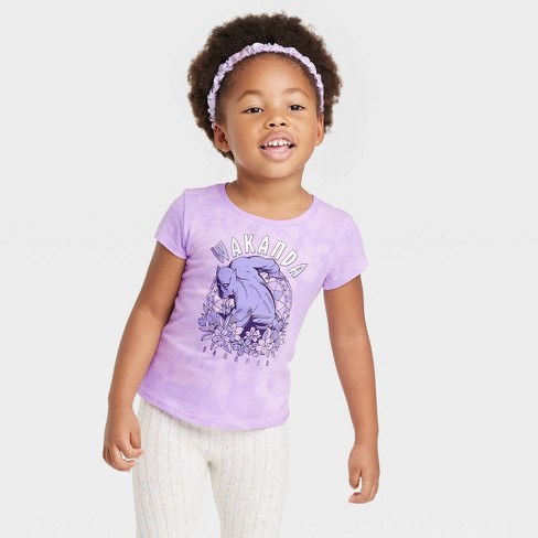 Toddler Girls' Marvel Black Panther Short Sleeve Graphic T-Shirt - Purple 2T