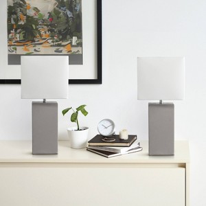 Lalia Home Lexington 21" Leather Base Table Lamps with Fabric Shade - 1 of 4
