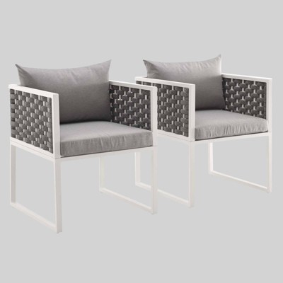 Stance 2pk Outdoor Aluminum Patio Dining Armchair Gray - Modway