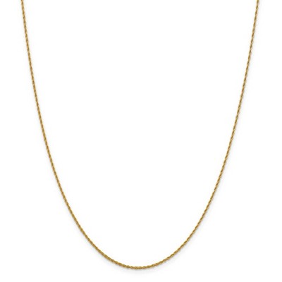 Black Bow Jewelry 1.3mm 14k Yellow Gold Solid Loose Rope Chain Necklace