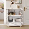 Lyngins Vintage Buffet Cabinet with Tempered Glass Doors, Minimalist Pantry Cabinet, Modern Wooden Storage Sideboard Cupboard for Living Room/Kitchen - 3 of 4