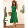 Seta T Women's Casual Sleeveless Wrap V Neck Flowy Ruffle Pleated Midi Dress with Belt - 3 of 4