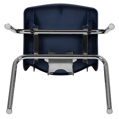 Ergonomic Navy 16" Stackable Classroom Chair with Chrome Frame