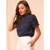 INSPIRE CHIC Women's Ruffle Neck Smocked Sleeves Polka Dots Blouse Top - 2 of 4