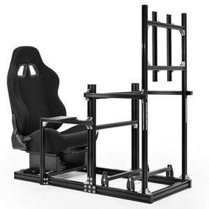 Dardoo Racing Simulator Cockpit with Black Seat&Monitor Mount-Aluminum Profile-Compatible with Logitech,Thrustmaster,Fanatec(Wheel/Pedal Not Included) - 1 of 4