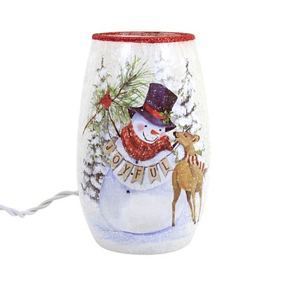 Stony Creek Snowman With Scarf Lighted Vase - One Lighted Vase 12.0 Inches  - Snowflakes Christmas - Emr1302 Ear Muff - Glass - Multicolored : Target