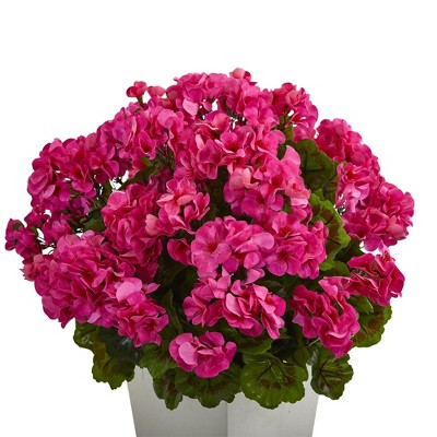 27-Inch White Plastic Potted Cranesbill Arrangement